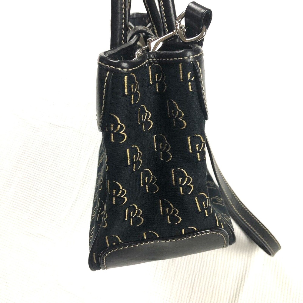 DOONEY & BOURKE Shadow Signature Shoulder Hand Bag Black Gold removable strap - Picture 4 of 16